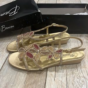 Beacon Bejeweled floral wedge sandal 9